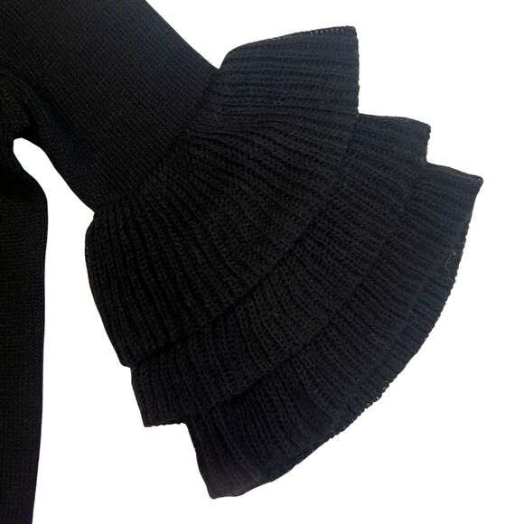 IJOAH Sweater Womens Small Black Boho Knit Hippie Tiered Layered Bell Sleeves - Picture 10 of 13